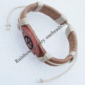 7.1 Inch Cowhide (Cowskin) with waxed cotton & Jewelry Beads Bracelet Sold by Bag 