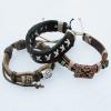 7.1 Inch Cowhide (Cowskin) with waxed cotton & Wood Beads Bracelet Mix color Mix style Sold by Bag 