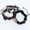 7.1 Inch Cowhide (Cowskin) with waxed cotton & Wood Beads Bracelet Mix color Mix style Sold by Bag 