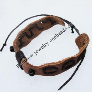 7.1 Inch Cowhide (Cowskin) with waxed cotton & Jewelry Beads Bracelet Sold by Bag 