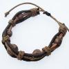 7.1 Inch Cowhide (Cowskin) with waxed cotton & Jewelry Beads Bracelet Sold by Bag 