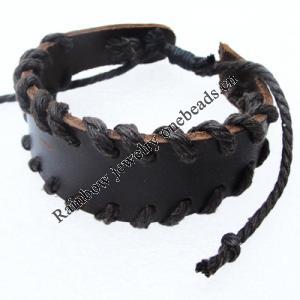 7.1 Inch Cowhide (Cowskin) with waxed cotton Bracelet Sold by Bag 