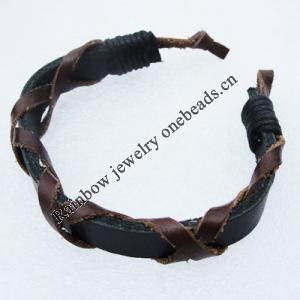 7.1 Inch Cowhide (Cowskin) with waxed cotton Bracelet Sold by Bag 