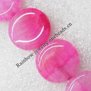 Gemstone beads, Agate(dyed), Flat Round 21mm, sold per 16-inch strand