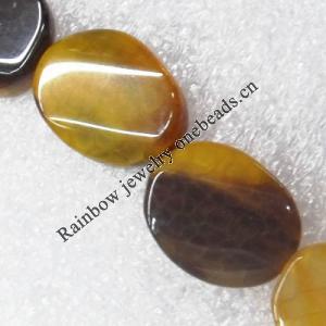Gemstone beads, Agate(dyed), Flat Oval 20x15mm, sold per 16-inch strand
