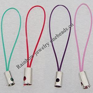 55mm Mobile Telephone or Key Chain Jewelry Cord Copper cap Mix Color, Sold by Bag