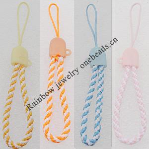 98mm Mobile Telephone or Key Chain Jewelry Cord Plastic Mix Color, Sold by Bag