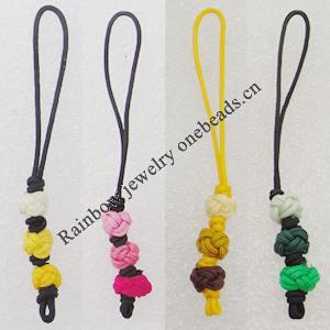 65mm Mobile Telephone or Key Chain Jewelry Cord Mix Color, Sold by Bag