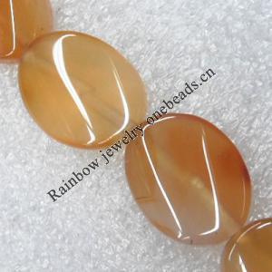 Gemstone beads, Agate(dyed), Flat Oval 21x16mm, sold per 16-inch strand