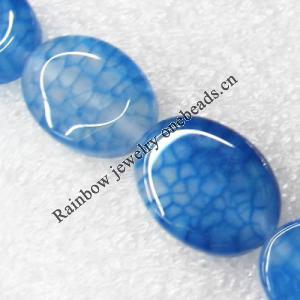 Gemstone beads, Agate(dyed), Flat Oval 19x15mm, sold per 16-inch strand