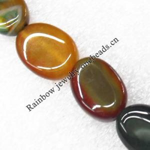 Gemstone beads, Agate(dyed), Flat Oval 18x13mm, sold per 16-inch strand
