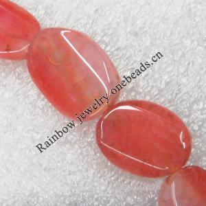 Gemstone beads, Agate(dyed), Flat Oval 20x15mm, sold per 16-inch strand