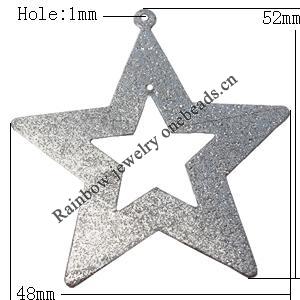 Iron Jewelry finding Pendant Lead-free, Star O:52x48mm I:16mm Hole:1mm, Sold by Bag