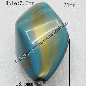 Dichroic Solid Acrylic Beads, Twist Flat Oval 31x18.5mm Hole:3.5mm Sold by Bag 