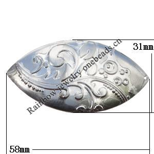 Iron Jewelry finding Pendant Lead-free, Flat Horse Eye 58x31mm Hole:9mm, Sold by Bag