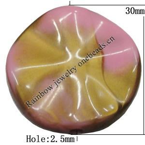Dichroic Solid Acrylic Beads, Buckle Round 30x8mm Hole:2.5mm Sold by Bag 