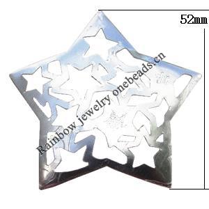 Iron Jewelry finding Pendant Lead-free, Star 52mm, Sold by Bag