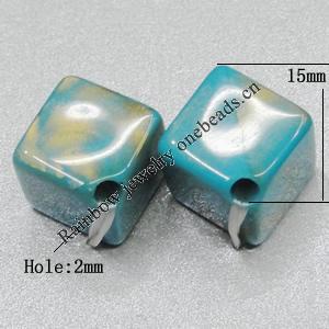 Dichroic Solid Acrylic Beads, Cube 15mm Hole:2mm Sold by Bag 