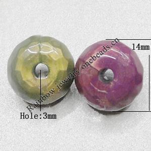 Dichroic Solid Acrylic Beads, Faceted Flat Round 14x8mm Hole:3mm Sold by Bag 