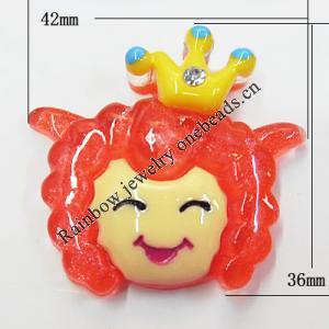 Resin Cabochons, No Hole Headwear & Costume Accessory, Animal 36x42mm, Sold by Bag