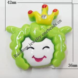 Resin Cabochons, No Hole Headwear & Costume Accessory, Animal 36x42mm, Sold by Bag