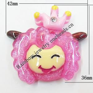 Resin Cabochons, No Hole Headwear & Costume Accessory, Animal 36x42mm, Sold by Bag