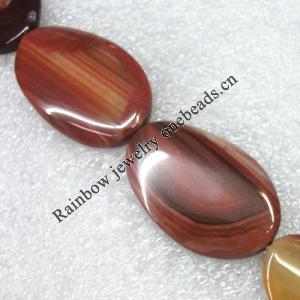 Gemstone beads, Agate(dyed), Flat Oval 26x23mm, sold per 16-inch strand
