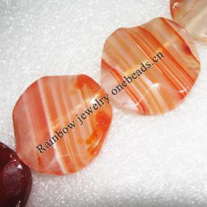 Gemstone beads, Agate(dyed), Twist Flat Round 30mm, sold per 16-inch strand