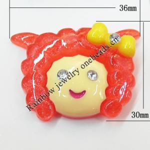 Resin Cabochons, No Hole Headwear & Costume Accessory, Animal Head 30x36mm, Sold by Bag