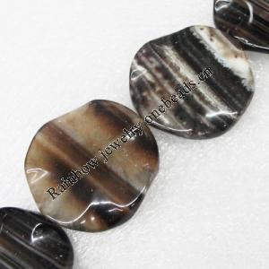 Gemstone beads, Agate(dyed), Twist Flat Round 30x6mm, sold per 16-inch strand