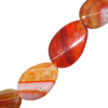 Gemstone beads, Agate(dyed), Twist Flat Oval 25x17mm, sold per 16-inch strand