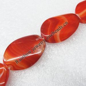 Gemstone beads, Agate(dyed), Flat Oval 32x22mm, sold per 16-inch strand