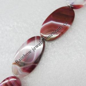 Gemstone beads, Agate(dyed), Flat Oval 39x21mm, sold per 16-inch strand