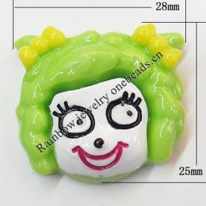 Resin Cabochons, No Hole Headwear & Costume Accessory, Animal Head 25x28mm, Sold by Bag