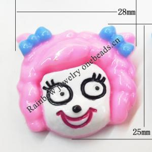 Resin Cabochons, No Hole Headwear & Costume Accessory, Animal Head 25x28mm, Sold by Bag