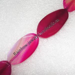Gemstone beads, Agate(dyed), Flat Oval 40x22mm, sold per 16-inch strand