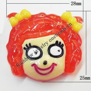Resin Cabochons, No Hole Headwear & Costume Accessory, Animal Head 25x28mm, Sold by Bag