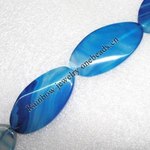 Gemstone beads, Agate(dyed), Flat Oval 49x25mm, sold per 16-inch strand