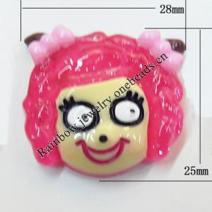 Resin Cabochons, No Hole Headwear & Costume Accessory, Animal Head 25x28mm, Sold by Bag