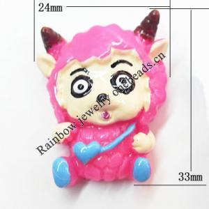 Resin Cabochons, No Hole Headwear & Costume Accessory, Animal 24x33mm, Sold by Bag