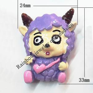 Resin Cabochons, No Hole Headwear & Costume Accessory, Animal 24x33mm, Sold by Bag