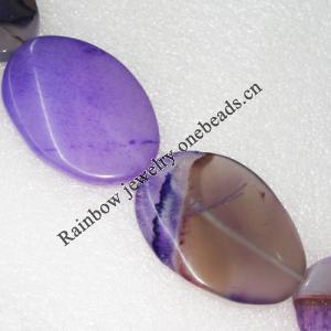 Gemstone beads, Agate(dyed), Flat Oval 50x36mm, sold per 16-inch strand