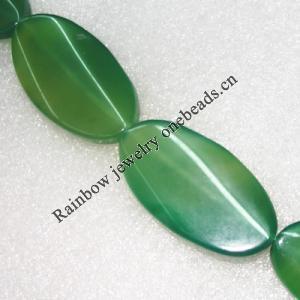 Gemstone beads, Agate(dyed), Flat Oval 50x26mm, sold per 16-inch strand