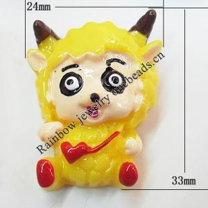 Resin Cabochons, No Hole Headwear & Costume Accessory, Animal 24x33mm, Sold by Bag