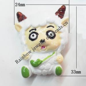 Resin Cabochons, No Hole Headwear & Costume Accessory, Animal 24x33mm, Sold by Bag