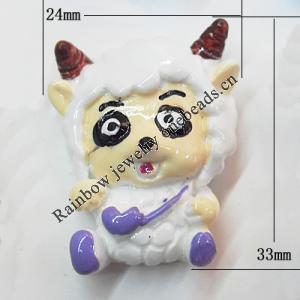 Resin Cabochons, No Hole Headwear & Costume Accessory, Animal 24x33mm, Sold by Bag