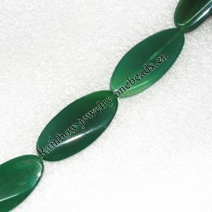 Gemstone beads, Agate(dyed), Flat Oval 42x21mm, sold per 16-inch strand