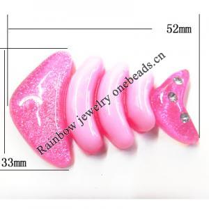 Resin Cabochons, No Hole Headwear & Costume Accessory, Fish bone 33x52mm, Sold by Bag