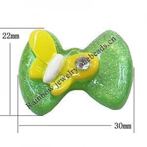 Resin Cabochons, No Hole Headwear & Costume Accessory, Knot with Animal 30x22mm, Sold by Bag