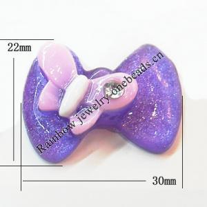 Resin Cabochons, No Hole Headwear & Costume Accessory, Knot with Animal 30x22mm, Sold by Bag